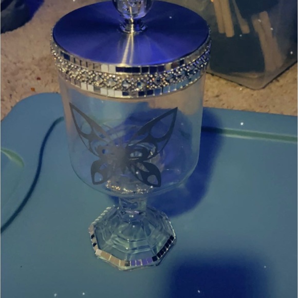 Hand made jars used for decor. can use them for Q-tips Cotton balls Bath bombs - Picture 2 of 3